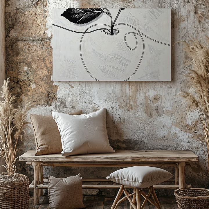 Minimalist One-Line Apple Canvas – Elegant Continuous Line Fruit Art - Gifitto
