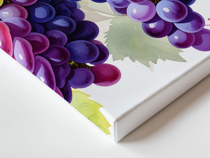 Vibrant Watercolor Grapes Canvas – Juicy Multicolor Vineyard Fruit Art - Gifitto
