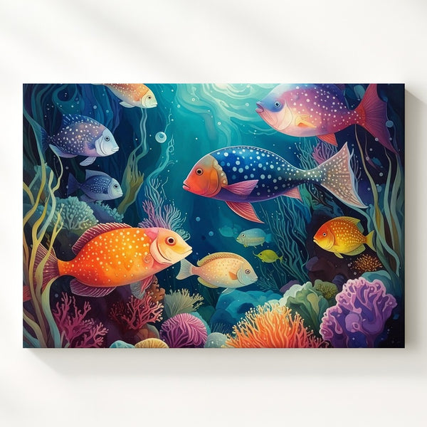 Vibrant Fantasy Reef Canvas – Colorful Underwater Digital Illustration