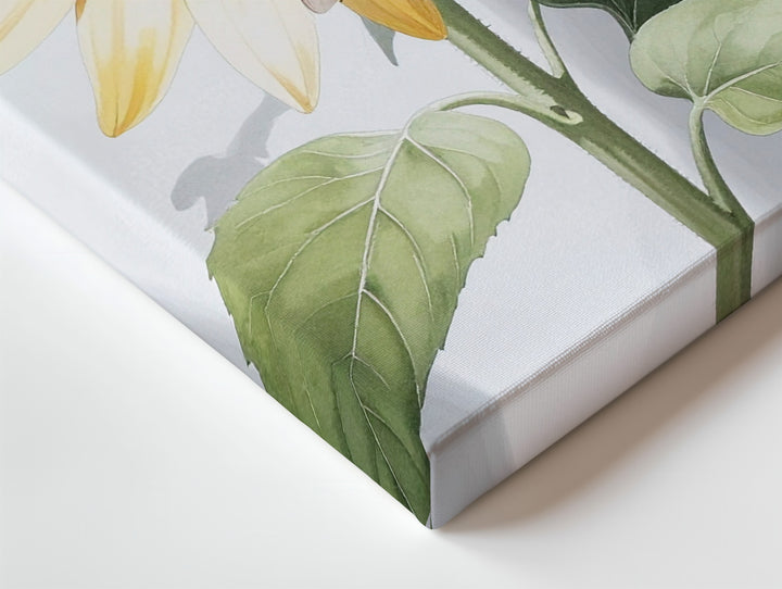Minimalist Sunflower & Bee Canvas – Simple Botanical Wall Art - Gifitto