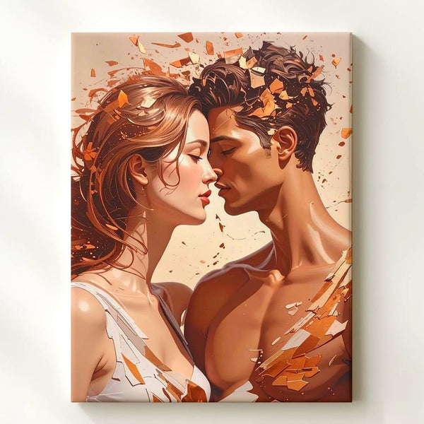Embrace of Souls Canvas – Surreal Love & Transformation Art - Gifitto