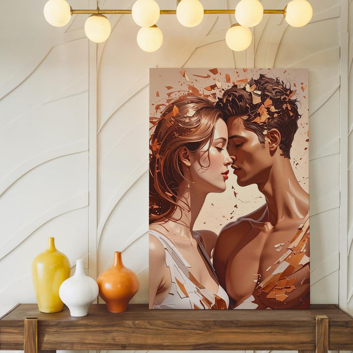 Embrace of Souls Canvas – Surreal Love & Transformation Art - Gifitto