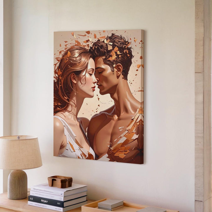 Embrace of Souls Canvas – Surreal Love & Transformation Art - Gifitto