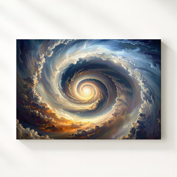 Cosmic Spiral Vortex Canvas – Beige, Gray & Pale Orange Galactic Tunnel - Gifitto