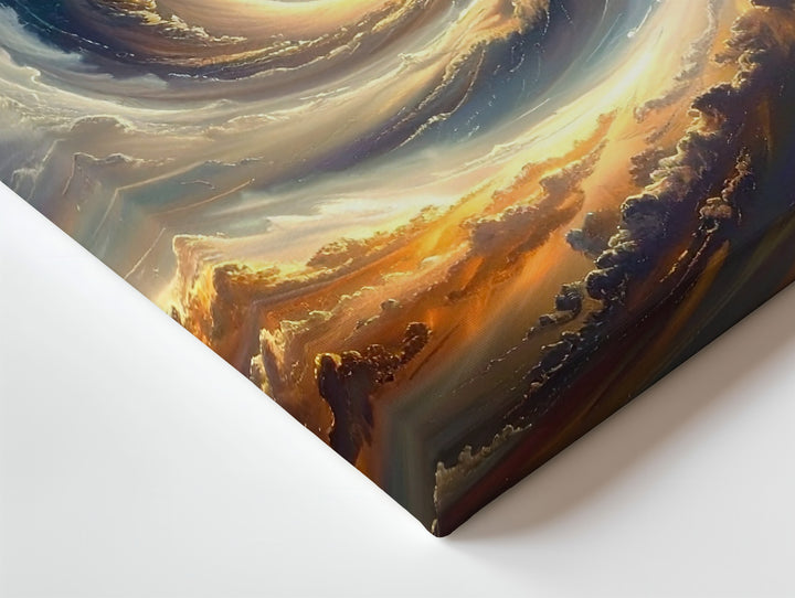 Cosmic Spiral Vortex Canvas – Beige, Gray & Pale Orange Galactic Tunnel - Gifitto