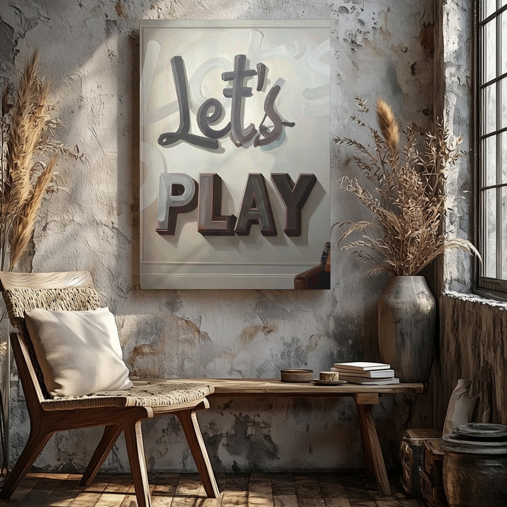 Let’s PLAY Canvas – Bold Typographic Gaming Wall Art - Gifitto