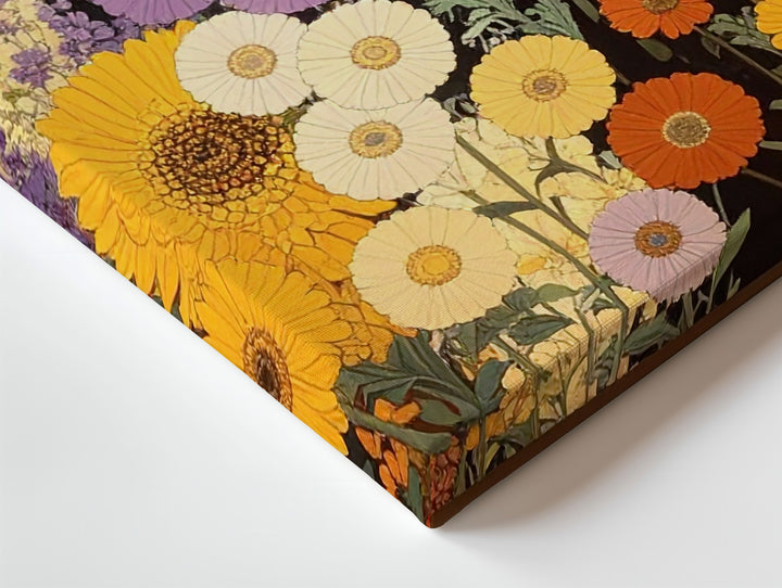 Vintage Floral Mosaic Canvas – Bold Chrysanthemum-Inspired Wall Art - Gifitto
