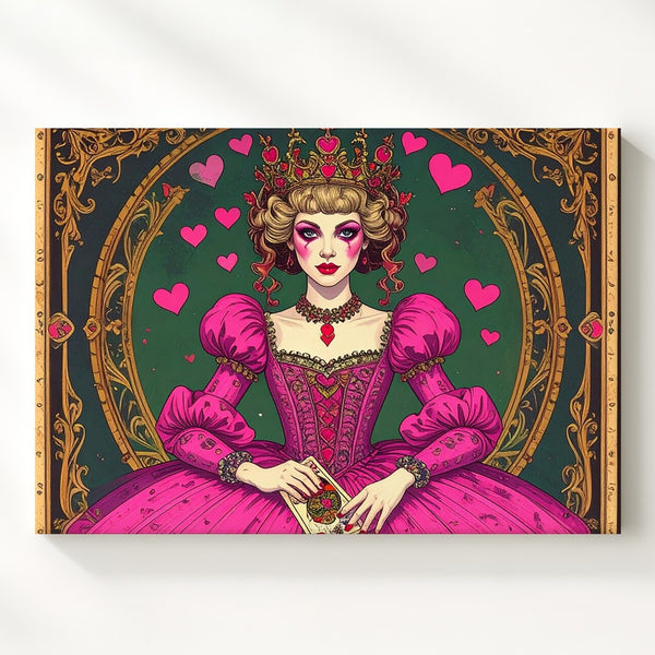 Queen of Hearts Canvas – Whimsical Tarot-Inspired Wall Art - Gifitto
