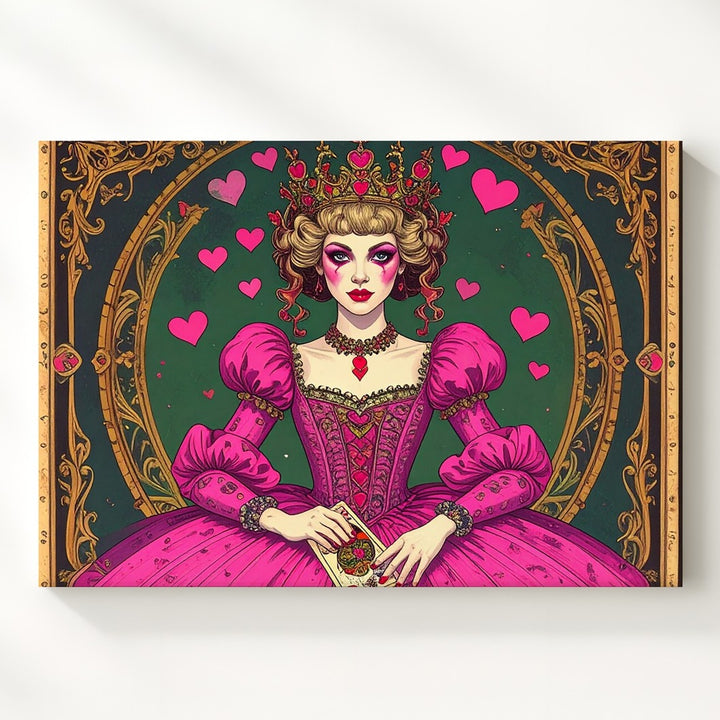 Queen of Hearts Canvas – Whimsical Tarot-Inspired Wall Art - Gifitto