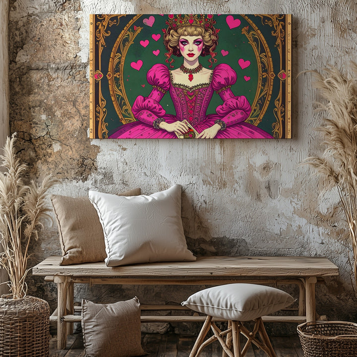 Queen of Hearts Canvas – Whimsical Tarot-Inspired Wall Art - Gifitto