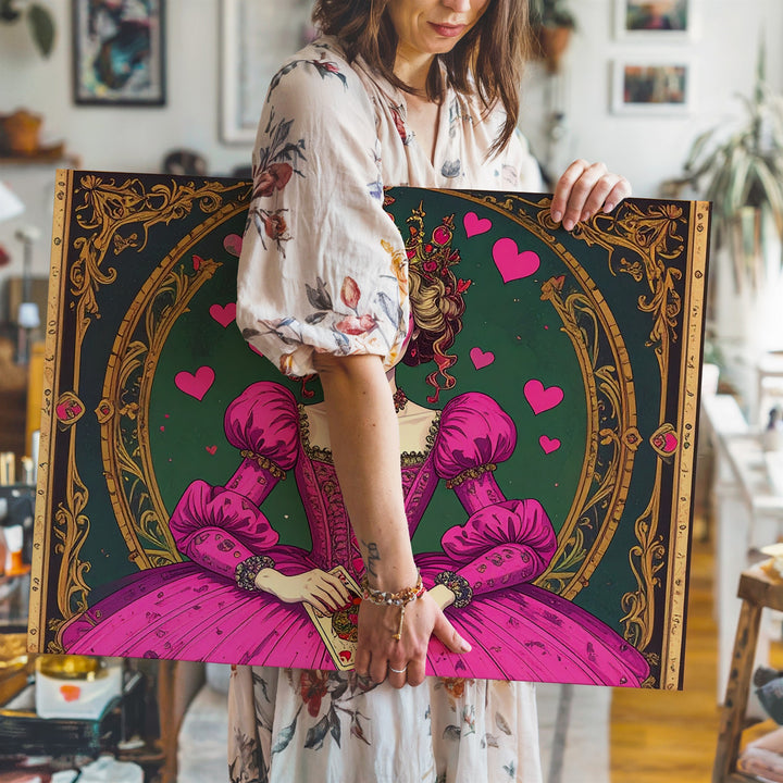 Queen of Hearts Canvas – Whimsical Tarot-Inspired Wall Art - Gifitto