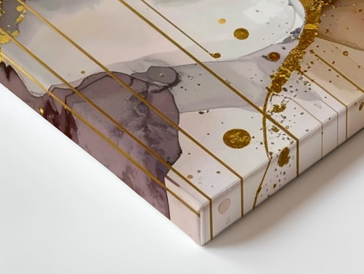 Golden Rain Canvas – Abstract Art with Metallic Gold and Smoky Gray Tones - Gifitto