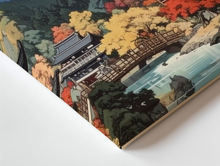 Autumn Japanese Village Canvas – Panoramic Traditional Landscape Wall Art - Gifitto
