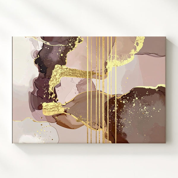 Molten Gold Canvas – Abstract Art with Rich Browns, Soft Pinks, and Gold Accents - Gifitto