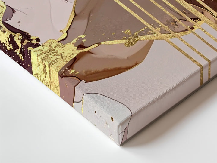 Molten Gold Canvas – Abstract Art with Rich Browns, Soft Pinks, and Gold Accents - Gifitto