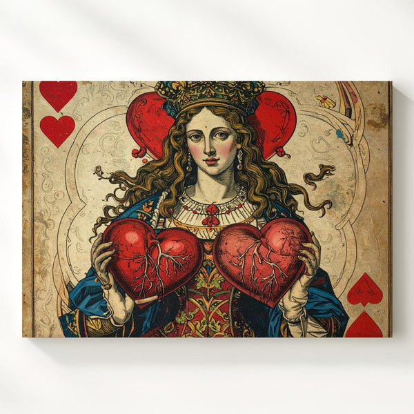 Queen of Hearts Reimagined Canvas – Vintage Anatomical Card Art - Gifitto