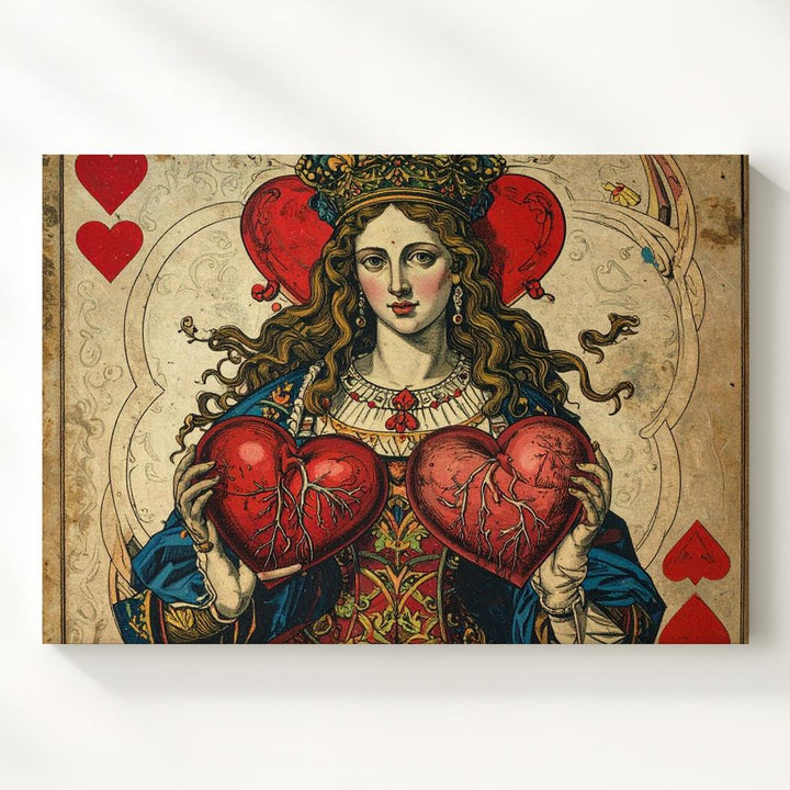 Queen of Hearts Reimagined Canvas – Vintage Anatomical Card Art - Gifitto