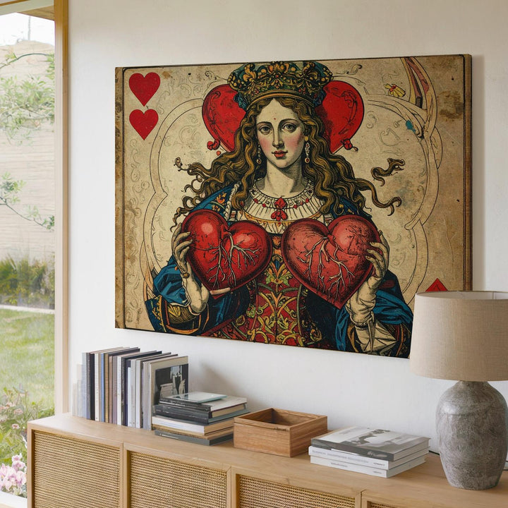 Queen of Hearts Reimagined Canvas – Vintage Anatomical Card Art - Gifitto