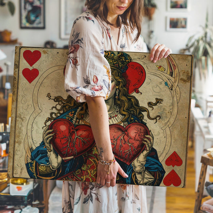 Queen of Hearts Reimagined Canvas – Vintage Anatomical Card Art - Gifitto