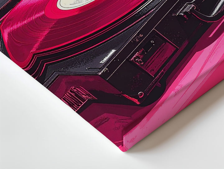 Hot Pink Vinyl Canvas – Retro Record Player Pop Art Wall Print - Gifitto
