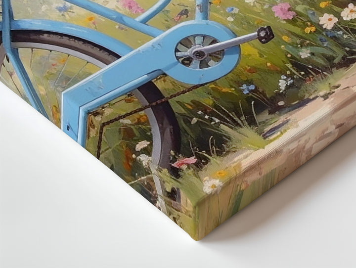 Vintage Bicycle in Bloom Canvas – Whimsical Spring Meadow Wall Art - Gifitto