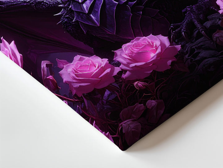 Midnight Rose Dragon Canvas – Gothic Fantasy Moonlit Wall Art - Gifitto