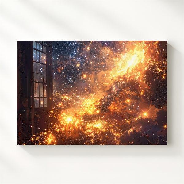Golden Starfield Canvas – Observatory View of Radiant Cosmic Light - Gifitto