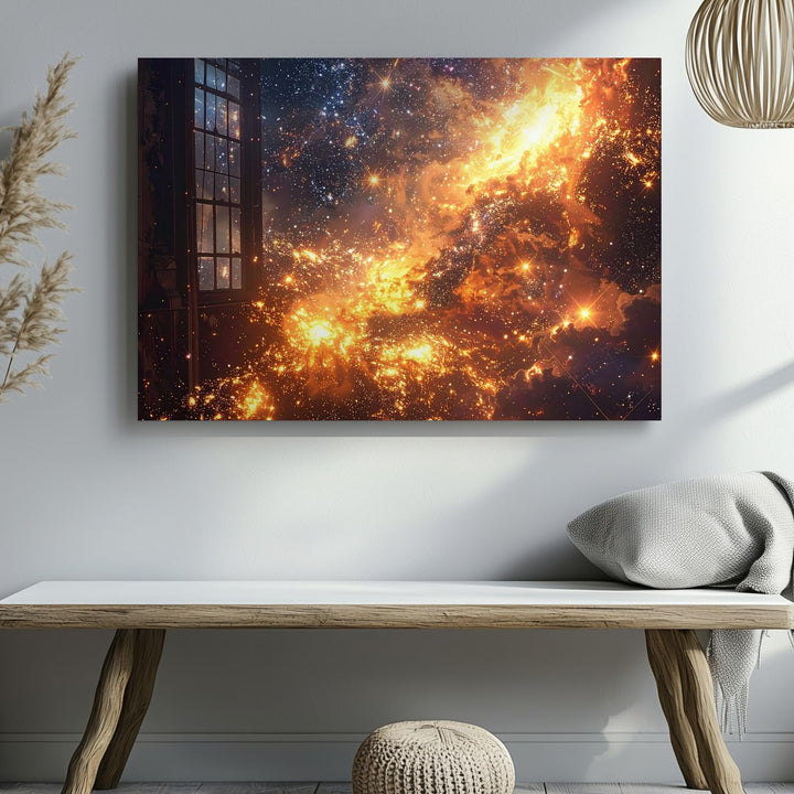 Golden Starfield Canvas – Observatory View of Radiant Cosmic Light - Gifitto