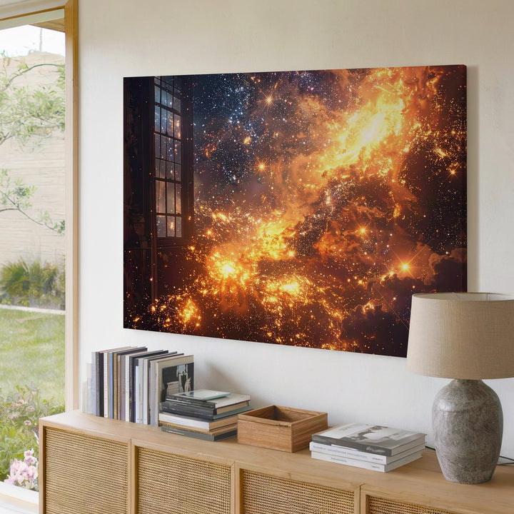 Golden Starfield Canvas – Observatory View of Radiant Cosmic Light - Gifitto