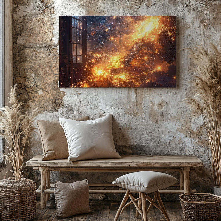 Golden Starfield Canvas – Observatory View of Radiant Cosmic Light - Gifitto