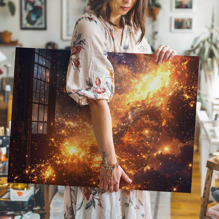 Golden Starfield Canvas – Observatory View of Radiant Cosmic Light - Gifitto