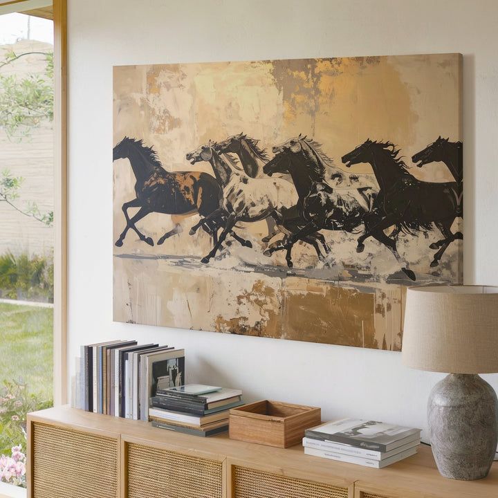 Galloping Horse Silhouette Canvas – Minimalist Wild Freedom Wall Art - Gifitto