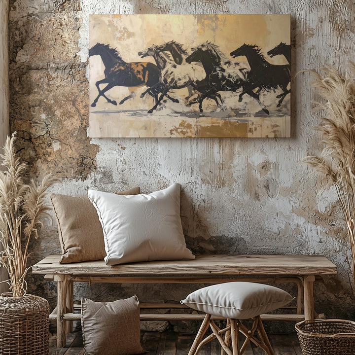Galloping Horse Silhouette Canvas – Minimalist Wild Freedom Wall Art - Gifitto