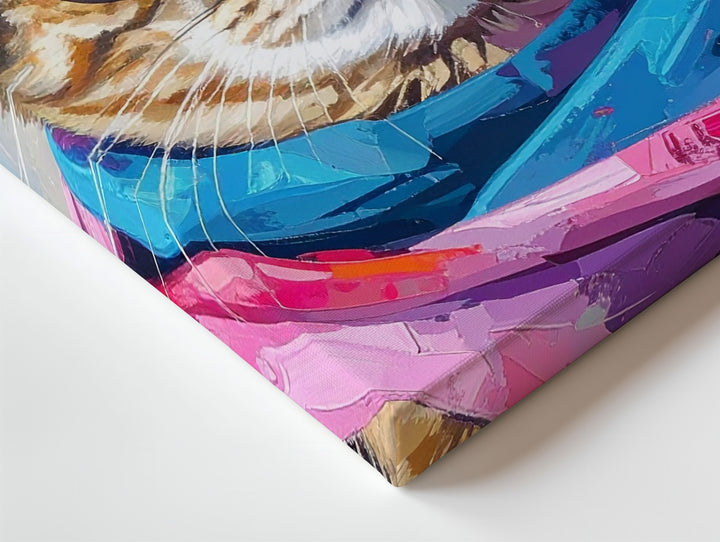 Fashion-Forward Tabby Cat Canvas – Whimsical Cat with Bold Glasses & Vibrant Scarf - Gifitto