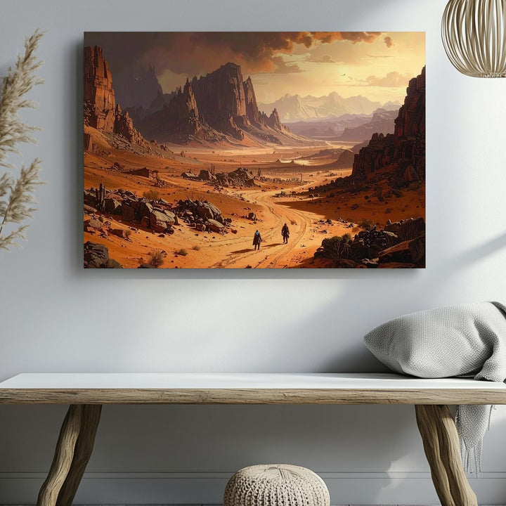 Alien Desert Canvas – Vast Landscape with Jagged Mountains - Gifitto