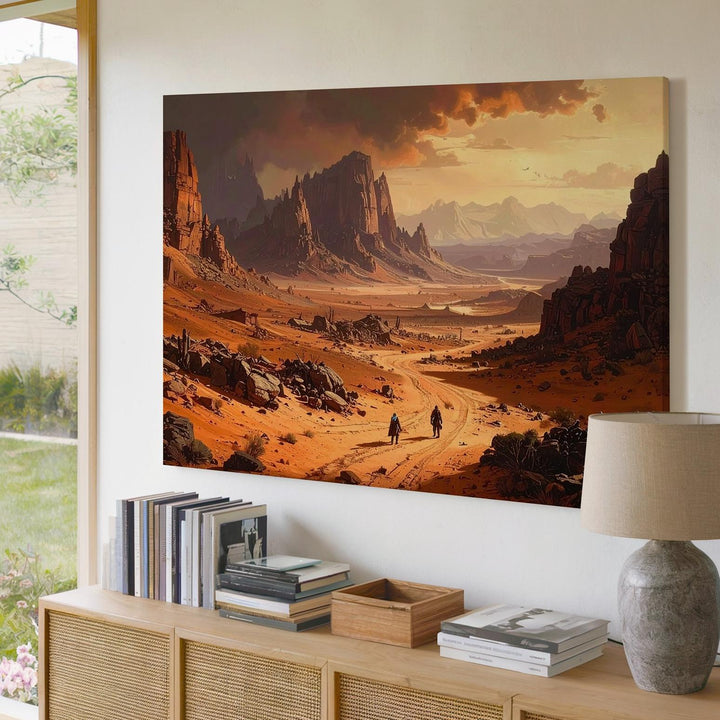 Alien Desert Canvas – Vast Landscape with Jagged Mountains - Gifitto