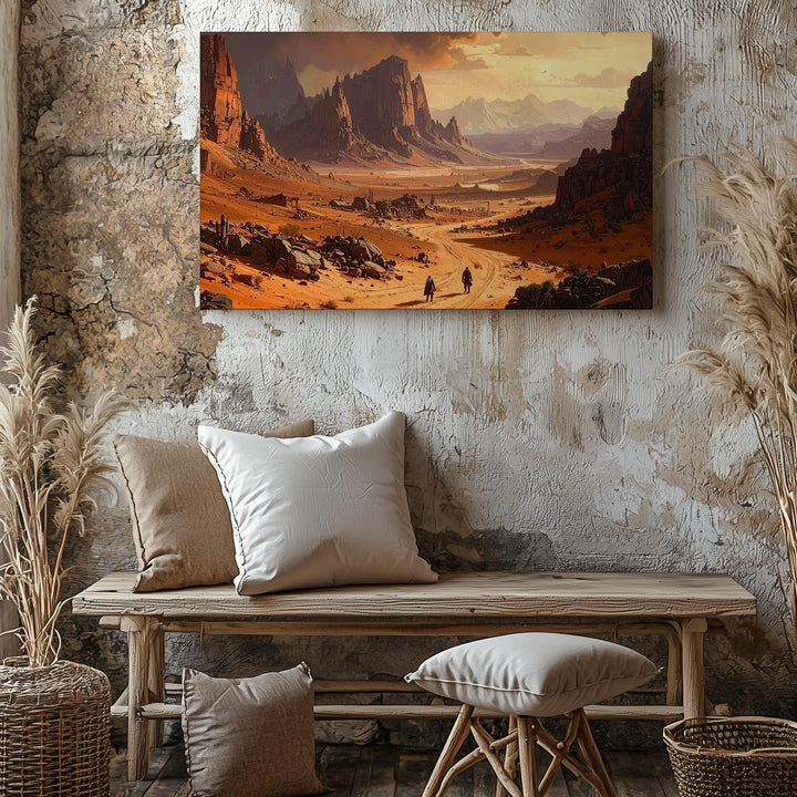 Alien Desert Canvas – Vast Landscape with Jagged Mountains - Gifitto