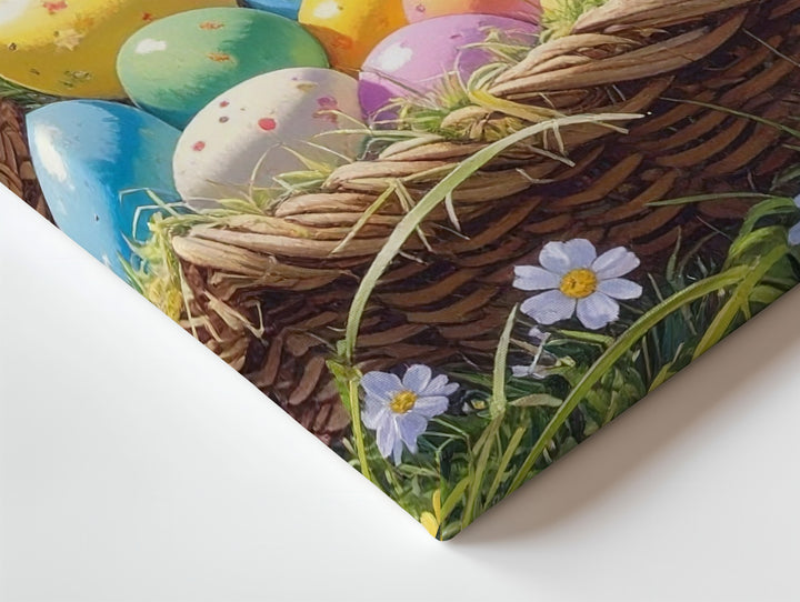 Pastel Easter Egg Basket Canvas – Vibrant Spring Wall Art - Gifitto