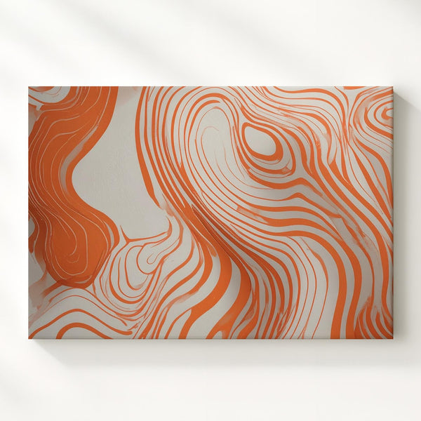 Organic Flow Abstract Canvas – Minimalist Orange Line Art - Gifitto