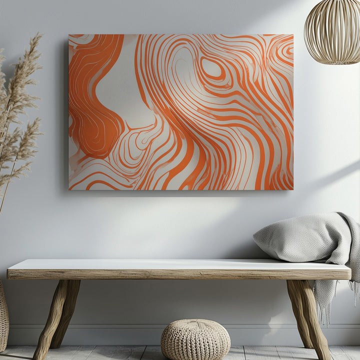 Organic Flow Abstract Canvas – Minimalist Orange Line Art - Gifitto