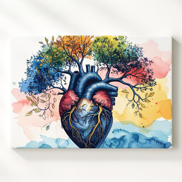 Anatomical Heart Tree Canvas – Surreal Growth & Life Wall Art - Gifitto