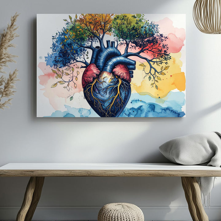 Anatomical Heart Tree Canvas – Surreal Growth & Life Wall Art - Gifitto