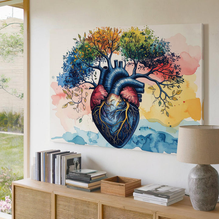 Anatomical Heart Tree Canvas – Surreal Growth & Life Wall Art - Gifitto