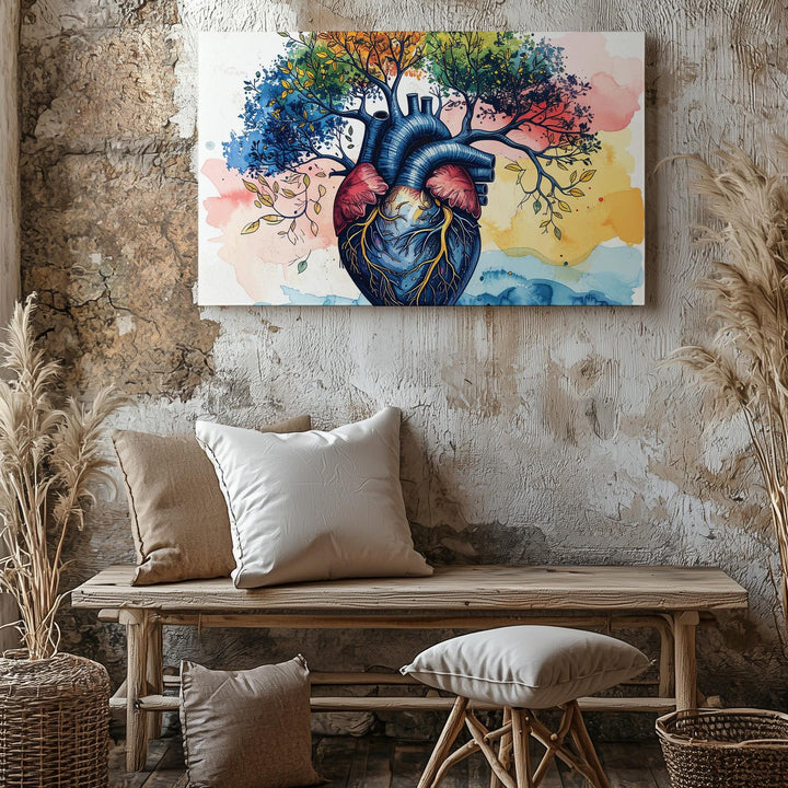 Anatomical Heart Tree Canvas – Surreal Growth & Life Wall Art - Gifitto
