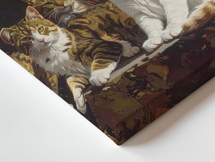 Classical Feline Group Portrait Canvas – Dramatic Cat Painting - Gifitto