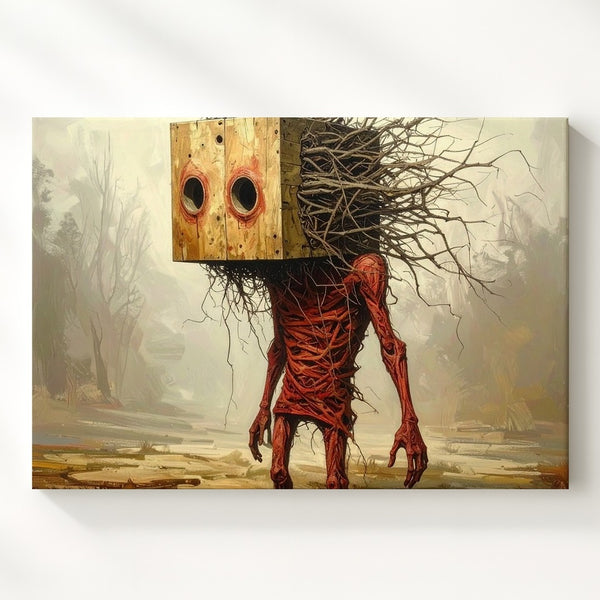 Branch-Headed Figure Canvas – Surreal Dark Fantasy Body Horror Wall Art - Gifitto