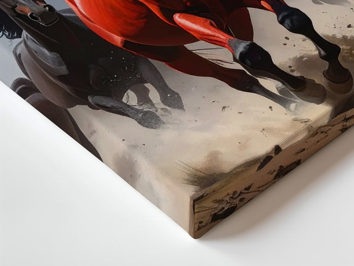 Cinematic Galloping Horses Canvas – Dramatic Red Horse in Mist - Gifitto