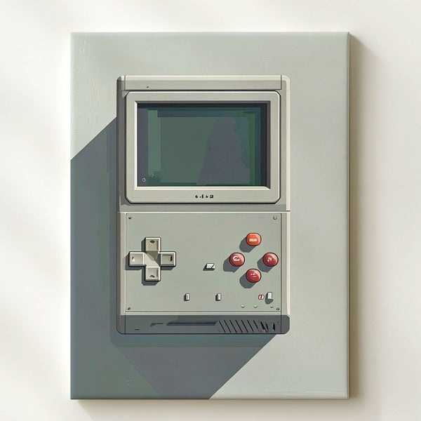 Retro Handheld Console Canvas – Minimalist Gray Vector Game Art - Gifitto