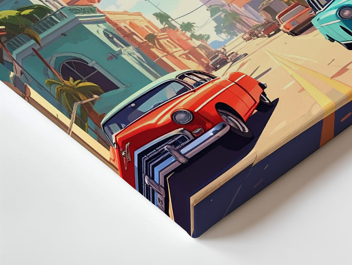 Vibrant Havana Street Scene Canvas – Colorful Vintage Cars & Colonial Charm - Gifitto