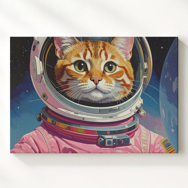 Space Cat Adventure Canvas – Retro Sci-Fi Feline Art - Gifitto